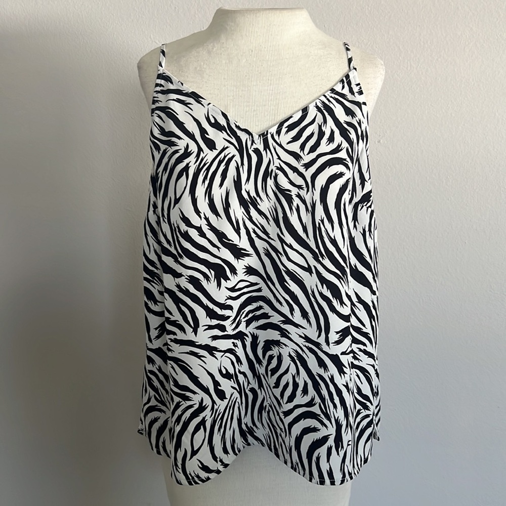 Halogen Black and White Zebra Tank Top